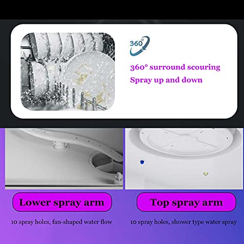 yunyun Unieke mini-vaatwasser, draagbare tafelvaatwasser, kleine thuis-vaatwasser, vrijstaand, met 4 wasprogramma's (44 x 43 x 52 cm) - Afbeelding 7