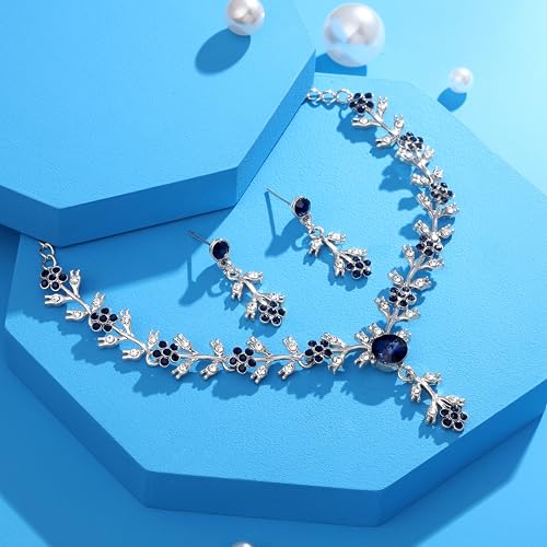 Image of Atasi International American Diamond Style Silver Plated Necklace with Earrings Jewellery Set for Women - Perfect for Party, Wedding, and Engagement