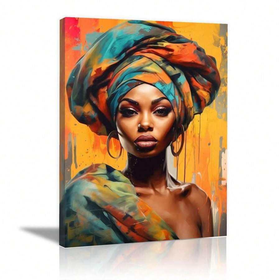 Peinture d'art abstrait sur toile de qualité supérieure portrait femme africaine