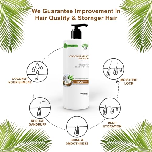 Image of GIR Coconut Milky Shampoo - Contains coconut Milk, PEPTIDES strength & shine | enhances hair's shine and strengthens hair | Paraben-Free| 100% vegan | 500ML