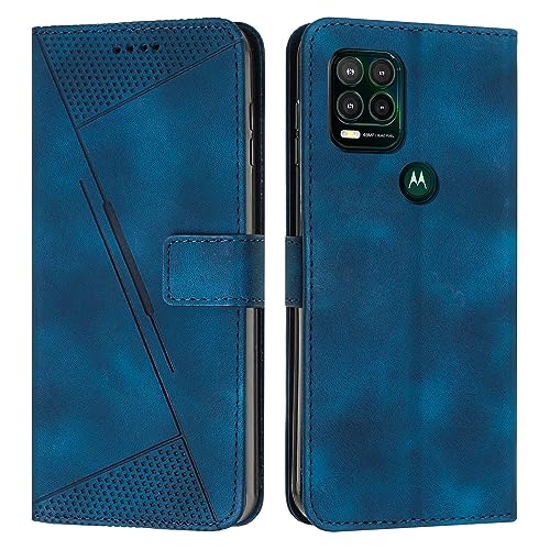 Étui Moto G Stylus 2021 5G bleu avec porte-carte et dragonne