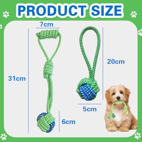 2 Stück Hundespielzeug Bälle, Hundebälle mit Schnur, interaktiv, bissfest und zahnschärfend ball mit schnur hund, für große und kleine Hunde ball mit schnur hund.