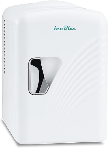 Iceblue Mini nevera, mini refrigerador retro de 4 litros6 latas, enchufe de CA y cargador de coche de 12 V, refrigerador pequeño compacto y portátil