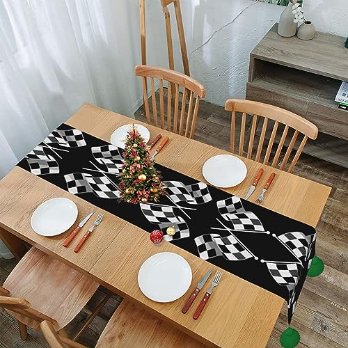 Chemin de table de salle à manger rustique haut de gamme à carreaux graphiques chic