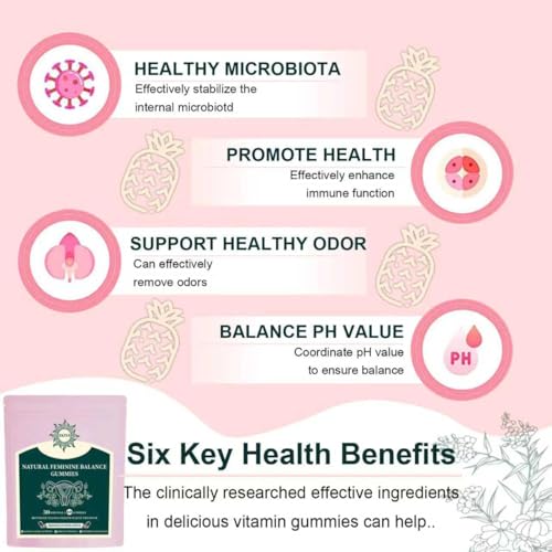 Premium Feminine Balance Gummies - for Women’s Health & Wellness - Immune Support - Vegan, Gluten-Free - Hawaiian Pineapple - 60 Gummies - 30 Servings - Image 6