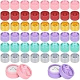OJMHD Paquete de 72 cajas de regalo para anillos pequeños a granel, caja redonda de cartón para pendientes de 5 x 4 cm con tapas y cinta, cajas de embalaje de almacenamiento de anillos de papel para