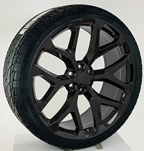 24 Inch Gloss Black Snowflake Wheels Set