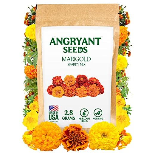 Marigold Sparky Mix Seeds - 999+ Heirloom Flower Seeds for Planting Indoors and Outdoors in Your Home Garden - Non GMO, USA Grown - Annual, Open Pollinated Wildflower Seeds Bulk for Companion Planting
