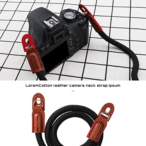Kameragurt, weich, reine Baumwolle, Vintage, 80 cm, Schultergurt, rutschfest, Kordelgurt für spiegellose Kameras, Schwarz – Bild 3