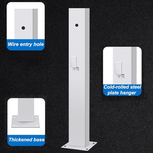 Poteau de support pour borne de recharge robuste avec panneau universel en acier traité