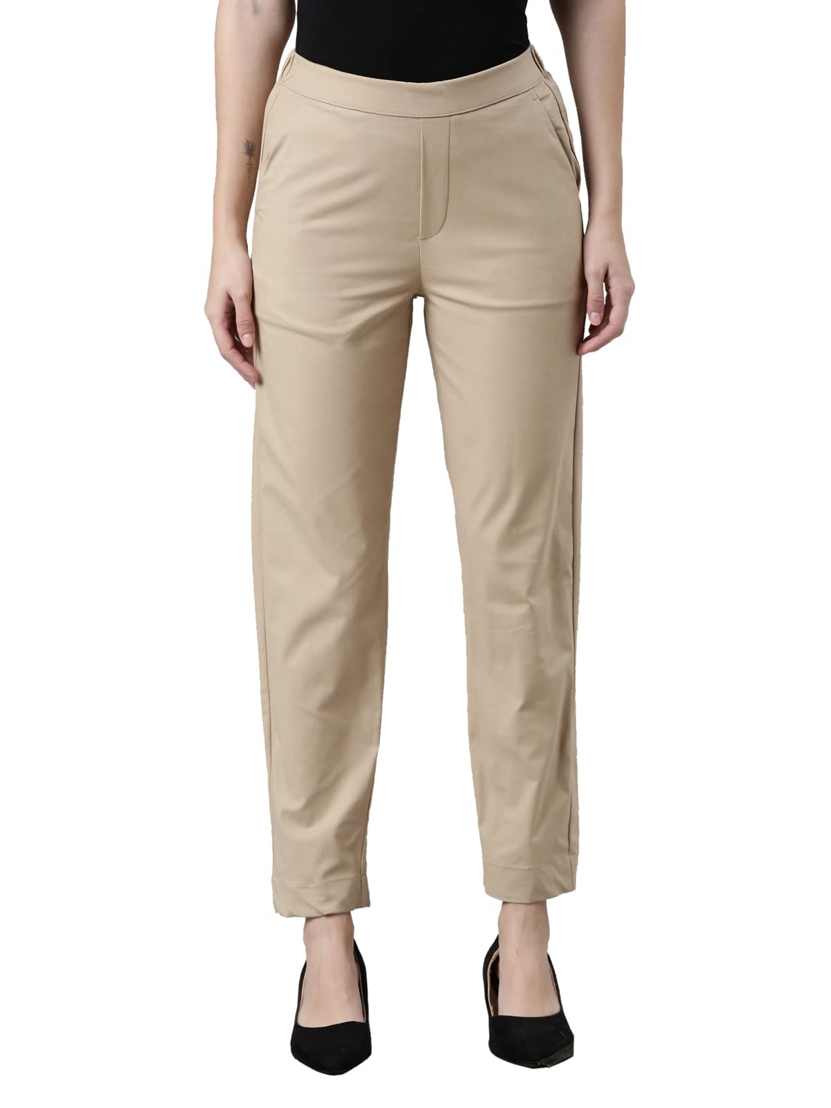 GO COLORSWomen's Regular Fit Mid Rise Trouser