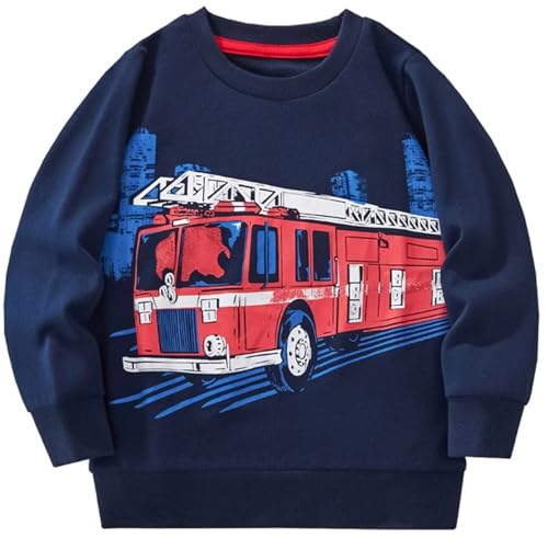 Image of Akyzic Boys Sweatshirts Cotton Long Sleeve Crewneck Pullover Toddler Kids Winter Warm Shirt Sweater Tops 3t-8t