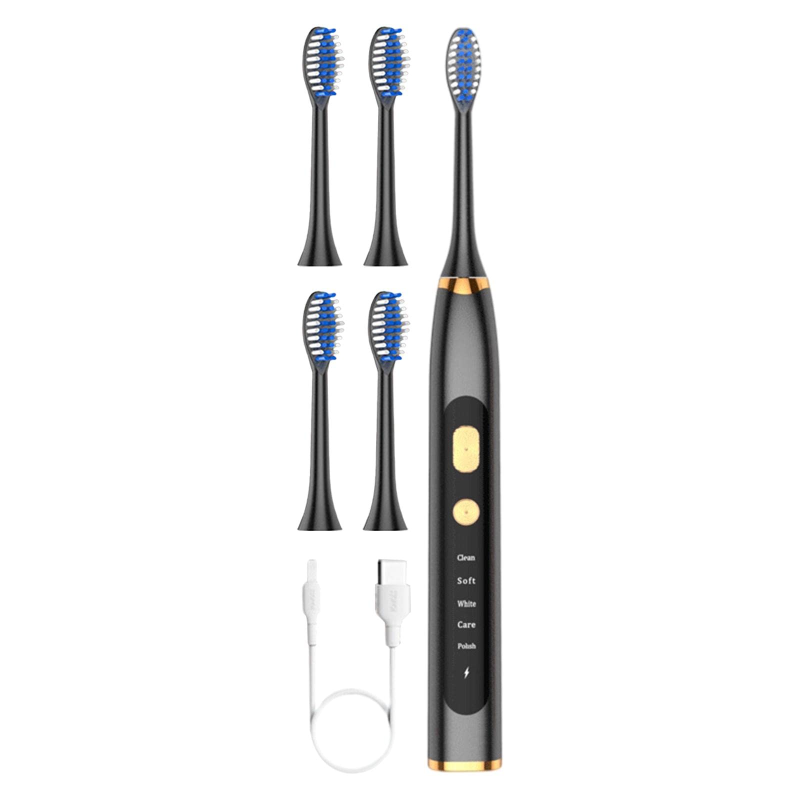 Spazzolino da denti sbiancante ricaricabile, 5 modalità, 15 giorni, tempo di utilizzo per bambini, uomini, donne, con custodia da viaggio, motore da 800 mAh, sensore di pressione