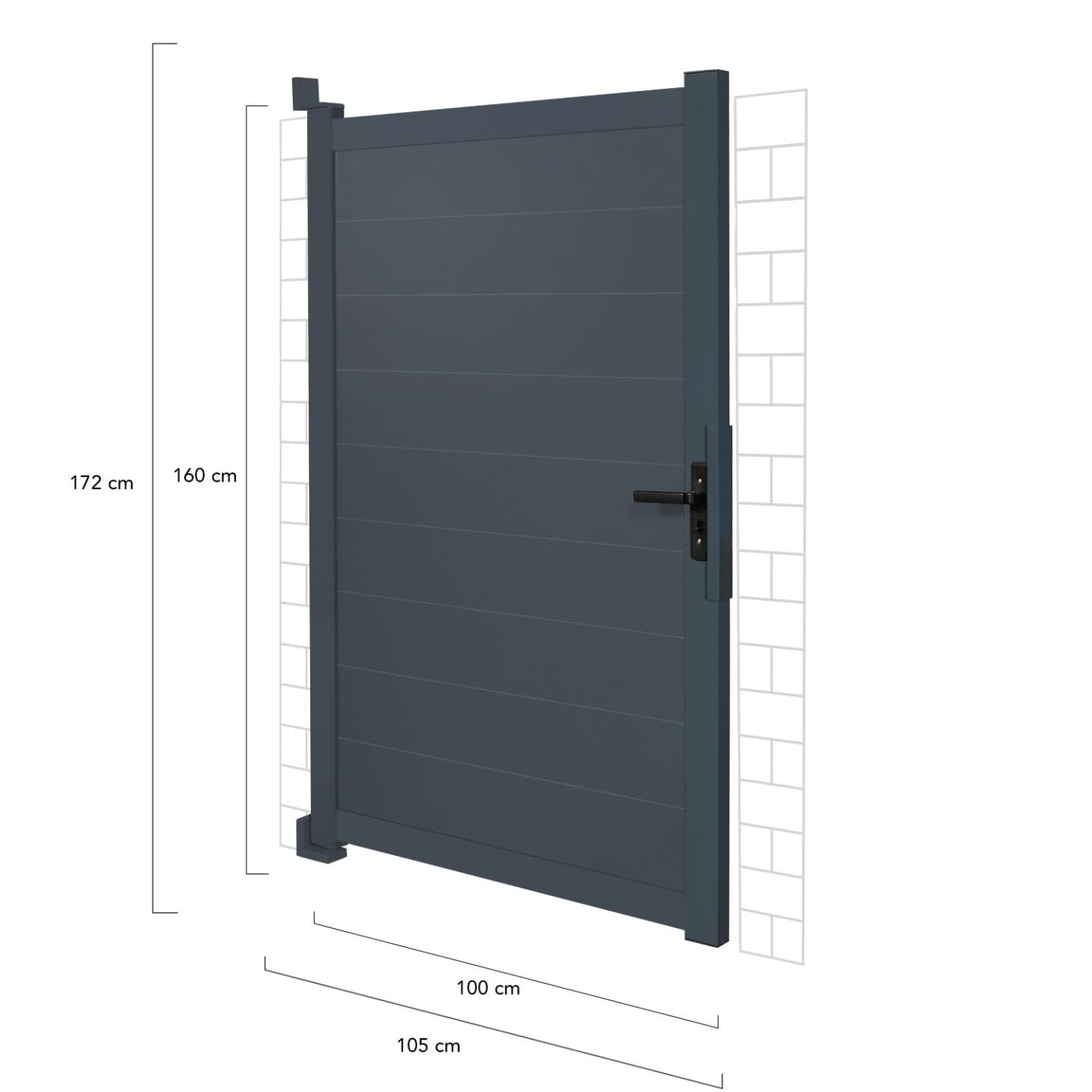 IDMarket - Puerta abatible de 100 x 160 cm en aluminio gris antracita