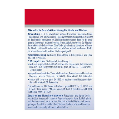 SOS Hände-Desinfektion Intense (1x 500ml) - beseitigt 99,99% Bakterien, Pilze & Viren - desinfiziert Gegenstände, Flächen & Hände - frei von Parfüm - für Allergiker geeignet