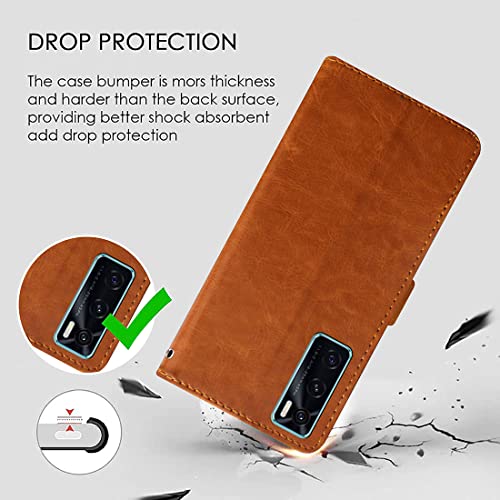 Image of Amazon Brand - Solimo Flip Leather Mobile Cover (Soft, Flexible & Kickstand Back case) Compatible for Vivo V20 SE (CamelBlack)