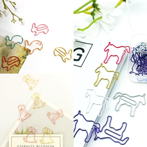 BDSHUNBF 100 Stück Büroklammern,Paper Clips, Büroklammern Motiv Cartoon Bunte Tier Design Büroklammern,Colourful Animal Design Paper Clips,Bunt Aktenklammern Set,Büroklammern Bunt Cartoon Bookmarks