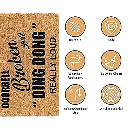 Image of Onlymat Printed Anti-Slip Doormat (Black and Brown) Rectangular Shaped Entryway Rug Natural Coir Material with PVC Backing for Outdoor Entrance Home Multipurpose Mats Floor Door Hall Drawing Room Living Room (75cm x 45cm)