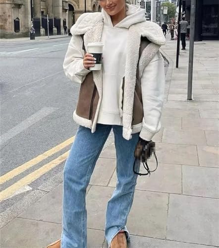 Chaleco de lana de cordero premium grueso con silueta oversize para invierno 2