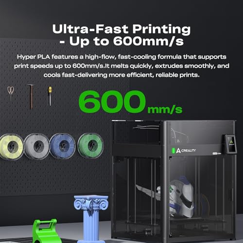 Image of Creality Hyper PLA Filament Bundle 10KG, RFID 3D Printer Filament PLA 1.75mm for High Speed 30-600mm /s, Support CFS, Fits for Most 3D Printers (Black*5+White*5)