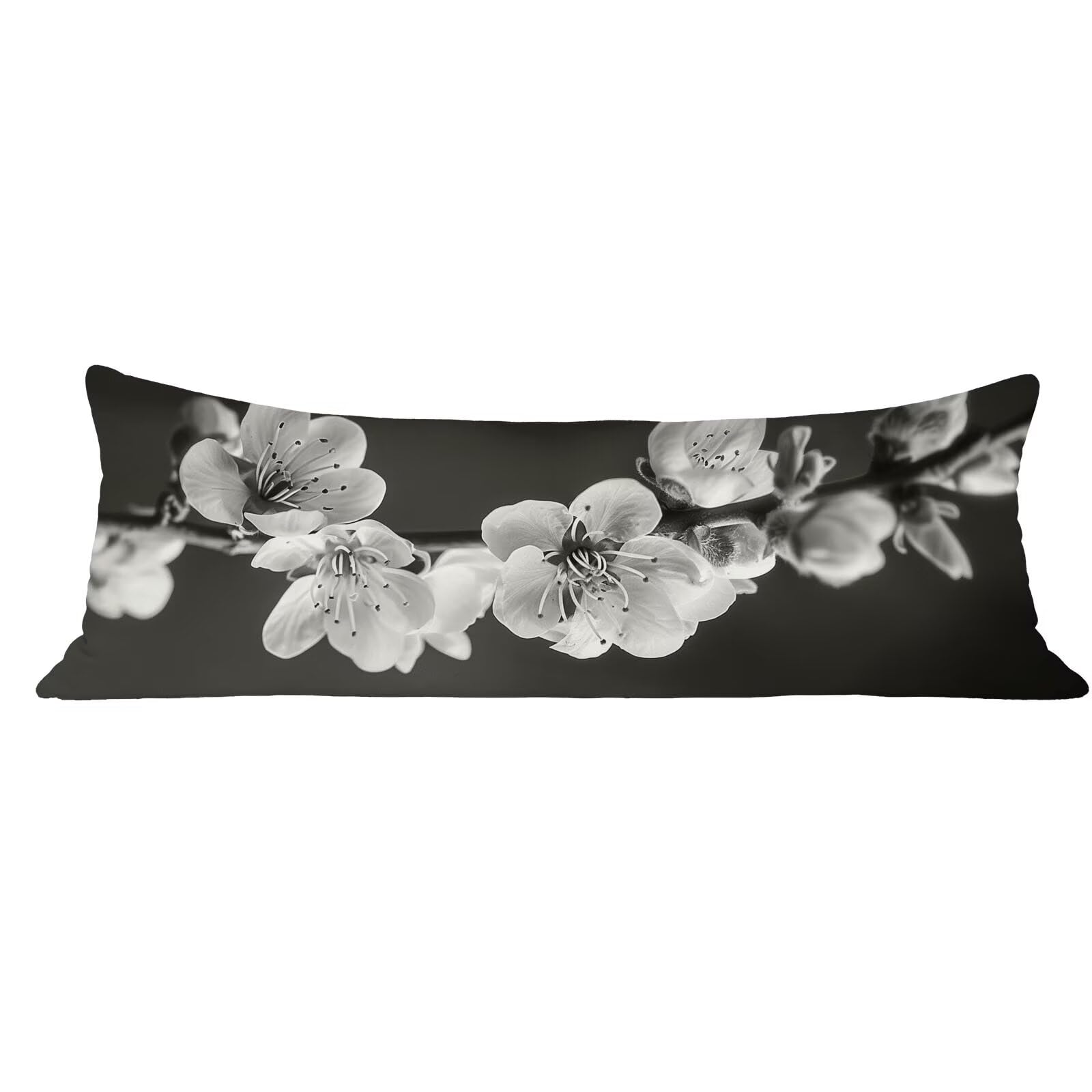 Funda de Almohada 60 x 180 cm Gris Protector Almohada 180 cm con Cremallera Invisible, Lino Durable y Transpirable Pillow Case Largas Moderno Impresión a Doble Cara para Cama, Sofá y Dormitorio dg-613