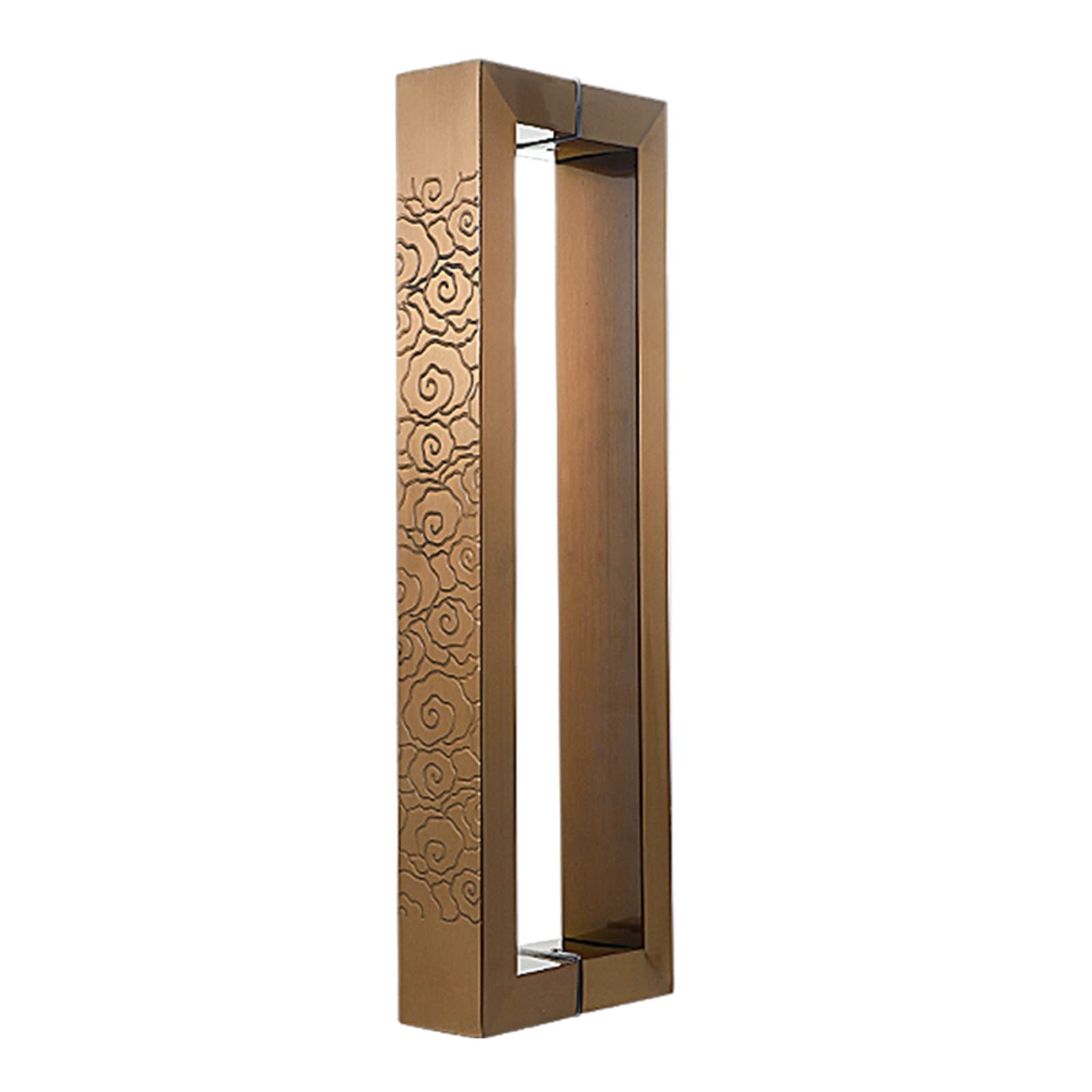 ADGCFKOP Shower Door Handle,ic Barn Door Handles,Sliding Push Pull Door Shower Glass Door Pulls Handles Large Rectangle Gate Rod with Pattern Carve(Rose Gold,Length 80cm(31.5inch))