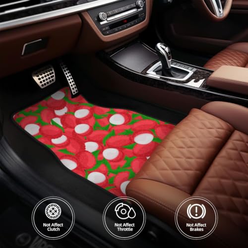 Alfombrillas de coche antideslizantes juego de 4 piezas neopreno vehículos patrón de fruta de lichi 5