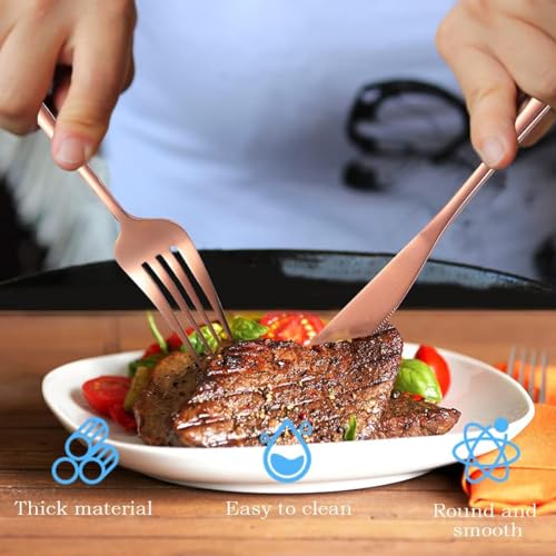 Image of Stainless Steel Rose Gold Cutlery Set for 6 Person with Gift Box 24 Pieces Mirror Finish Luxury Premium Flatware Set for Dining Table Hotel Cafe Bar Restaurant House Warming Gifts