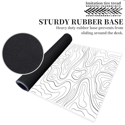 Image of Saco XXL Gaming Mouse Pad for PC - Large Desk Mat 900x400x3mm, Extended Non-Slip Rubber Base, Waterproof Surface, Topographics Design, Big Keyboard Mouse Pad for Office & Home Setup