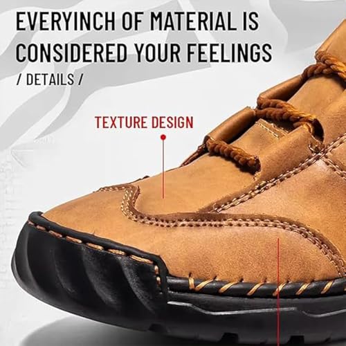 Sawbehind Men's Comfortable Handmade Leather Boots,Arch Support,Waterproof Spacious Toe Box Outdoor Leather Shoes2
