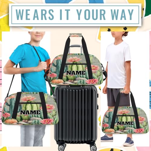 Tropical Cactus Custom Ballet Dance Bag Retro Flower Personalised Sport Gym Bag for Travel, Duffel, Weekender 6