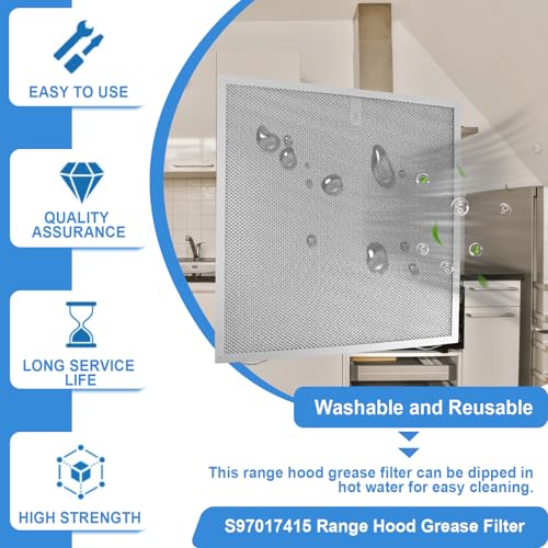 Image of S97017415 Range Hood Filter Compatible with Broan 5 Layer Aluminum Grease Range Hood Filters Replacement 97017415, 14 X 13.7 X 0.35 inch - 2 Pack