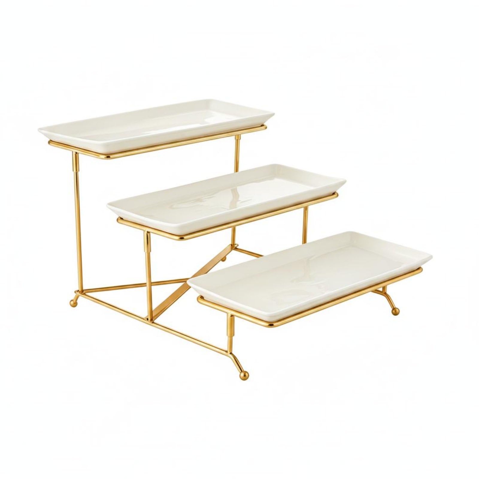 Soporte Cerámico con Montaje Metálico y Bandejas Exhibidor para Dulces y Repostería Variada Estilo Moderno Adecuado para Hogar Cocina Fiestas Temáticas Cafeterías, Style to 2