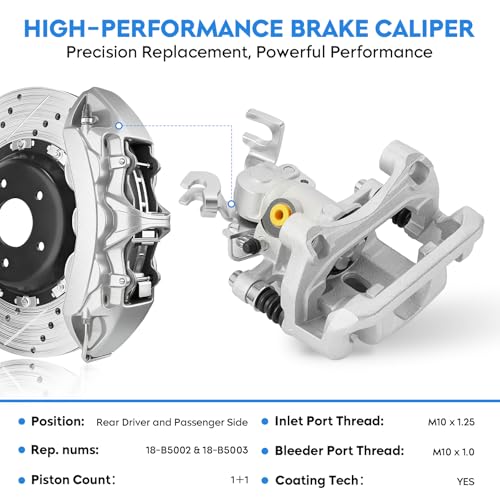 Image of Rear Brake Calipers for Ford Fusion 2006-2012, for Mazda 6 2006-2013, for Lincoln MKZ 2007-2012, Zephyr 2006, for Mercury Milan, Rear Left and Right with Bracket, Replace# 18-B5002 18-B5003, 2-PC