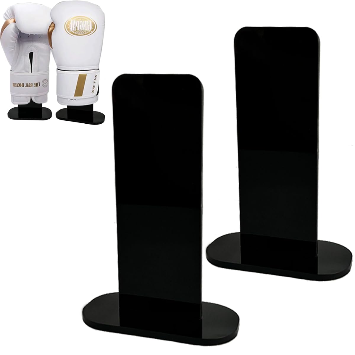 LITAITAI Black Boxing Glove Display Case,Boxing Gloves Stand Holder,Acrylic Boxing Glove Holder,Boxing Gloves Display Stand,Baseball Glove Display Rack (1 Pack)