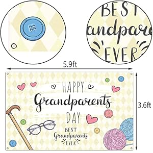 Nepnuser happy grandparents day photo booth backdrop school event retirement love grandparents party decorations grandpa grandma holiday photo wall decor 5936ft  urban country home decor