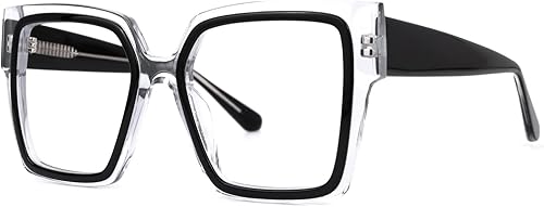 VOOGLAM Gafas cuadradas de gran tamaño con bloqueo de luz azul para mujeres y hombres anti rayos UV gafas Huffman