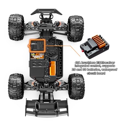 Womaqu RC-Autozubehör, bürstenloser Motor, elektrischer Drehzahlregler, 45 A, Smart 2S/3S ESC, funkgesteuerte Fahrzeug-Drehzahlregler für Upgrade und Reparatur 14431 & 14412 & 14411