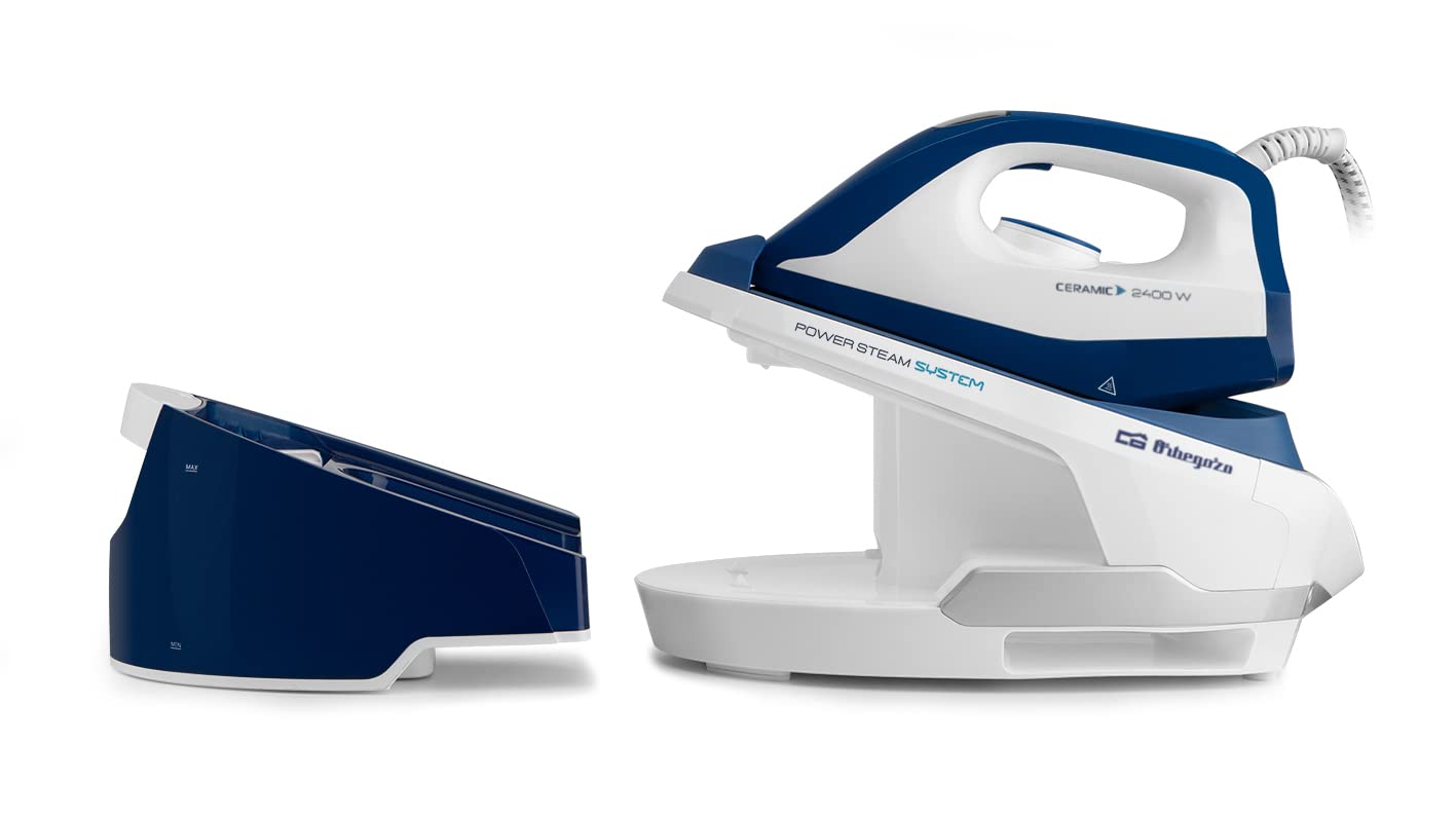 Orbegozo VP 8600 - Centro de Planchado a Vapor, Planchado en Seco y a Vapor, 2 Modos Funcionamiento, Modo Autolimpieza, Regulador de Temperatura, Depósito de Agua Extraíble 2 L, 2400 W, Blanco Y Azul