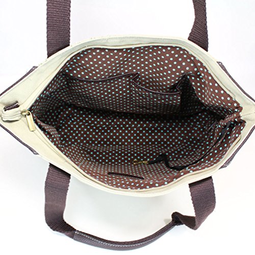 Image of CHALA Canvas Tote Bag - Women Shoulder Purse with Detachable Charm /Keychain