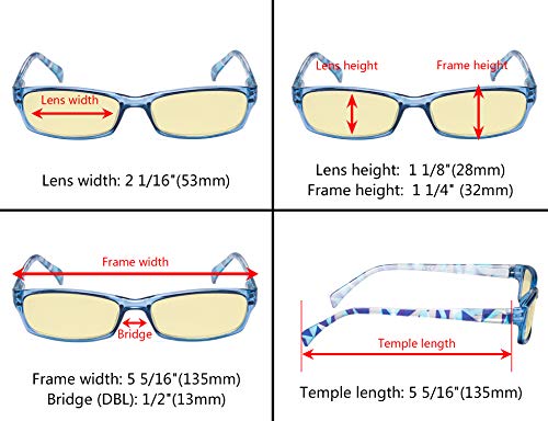 Image of Eyekepper 5 Pack Computer Glasses Digital Eye Strain Prevention Blue Light Filter Reading Glasses Yellow Tinted +0.00