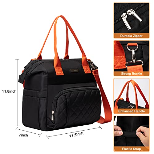 Honymum Lunch Bag Women,16L Insulated Lunch Box Tote Bag For Work,Leak Proof Lunch Cooler Bag With Bottle Holder&Adjustable Shoulder Strap,Lunchbag,Adult Lunchbox For Picnic,Beach,Black #TOP2
