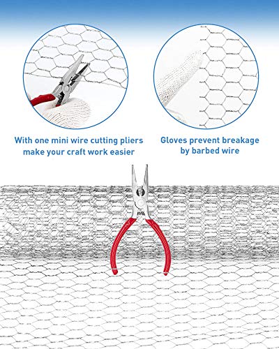 Chicken Wire Fence, Chicken Wire for Craft, Floral Chicken Wire, Chicken Wite Galvanized Hexagonal Wire Fencing 13.7X 40x 0.63Inch with Gloves, Cable Ties and Plier-10 Feet (3 Sheets) - Thumbnail 2