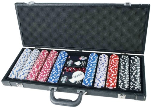 Tactic Games UK Pro Poker 500 fichas de póquer en Negro Carcasa de Aluminio Cover