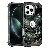 LONTECT for iPhone 16 Pro Case Glow in The Dark Three Layer Heavy Duty Shockproof Hard PC+Soft Silicone Rugged Full Body Protective Case for Women Girls,Dark Night