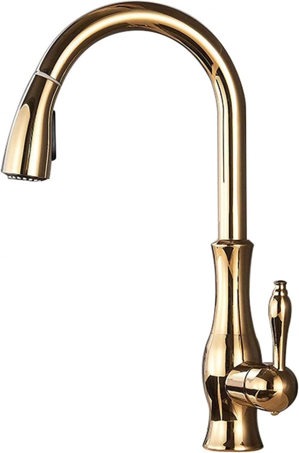 ZYCHSJXA Gold Kitchen Sink Faucet with Pull Down Sprayer Single Handle 360° Swivel Spout Hot & Cold Water Mixer Tap for Modern Upgrade