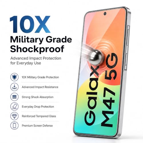 Image of ArmourPro 3D Borderless Tempered Glass for Samsung Galaxy M47, Set of 2 HD Clear Screen Protectors with 3D Curved Edges, 9H Hardness, Oleophobic Coating, Case Friendly