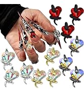 YAEISM 12PCS Snake Nail Charms with Heart Rhinestones 4 Color Snake Charm Wave Snake Nail Jewelry...