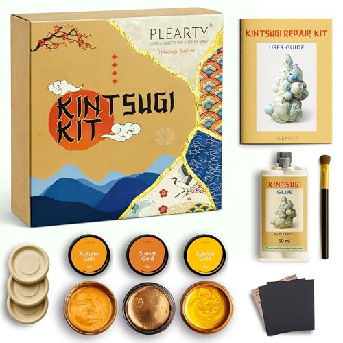 PLEARTY Kintsugi Repair Kit 50ml Linseed Resin Food-Safe Dishwasher Proof Eco-Friendly and Durable Kintsugi Kit Materials