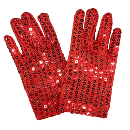 DRHOM Children Girls Boys Sequin Gloves Rave Dance Performance Glitter Short Gloves Accessory